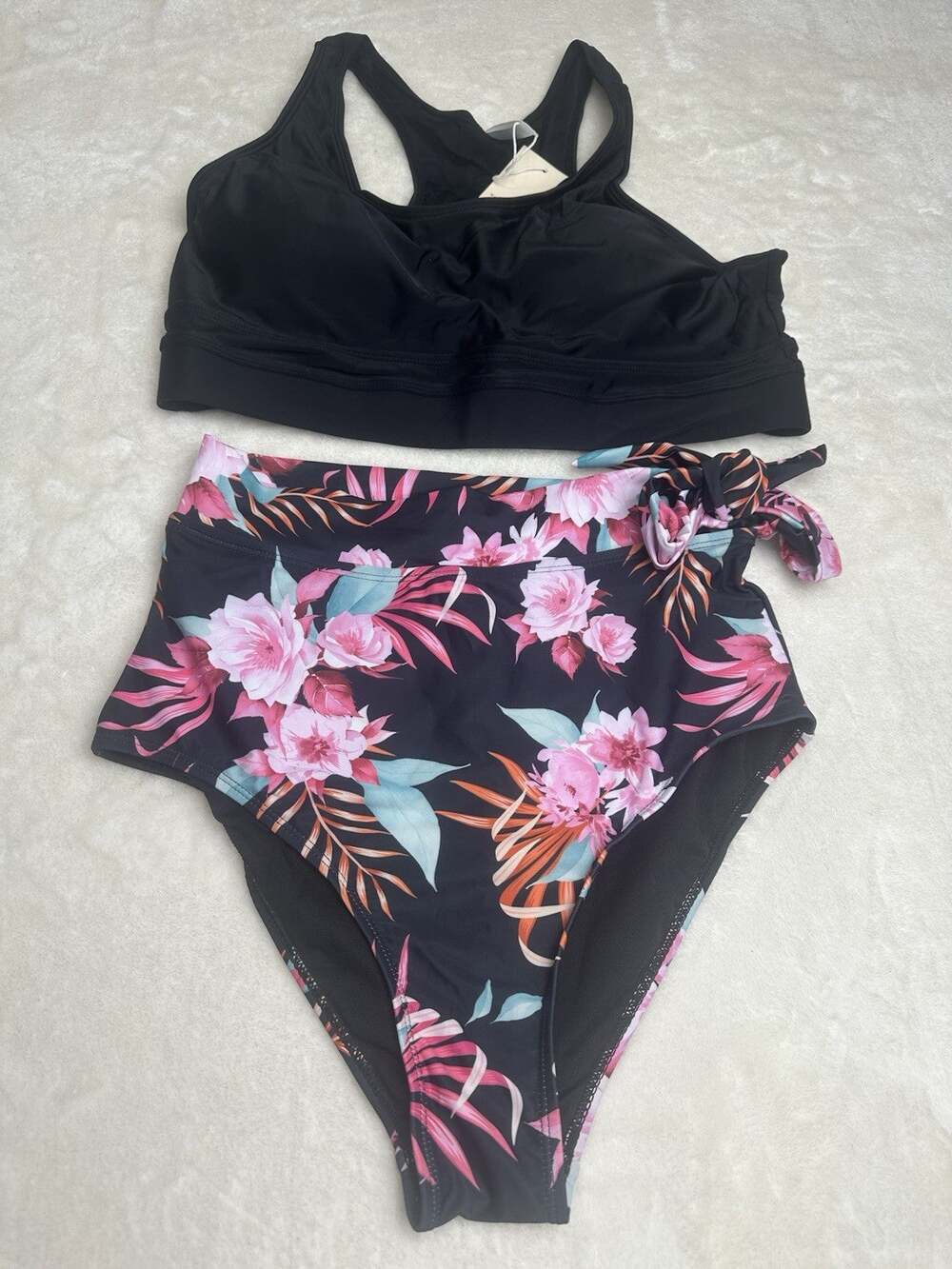 Dokotoo Women’s 2-Piece Multi Swimsuit Tank Sleeveless Tummy Control Tie Medium